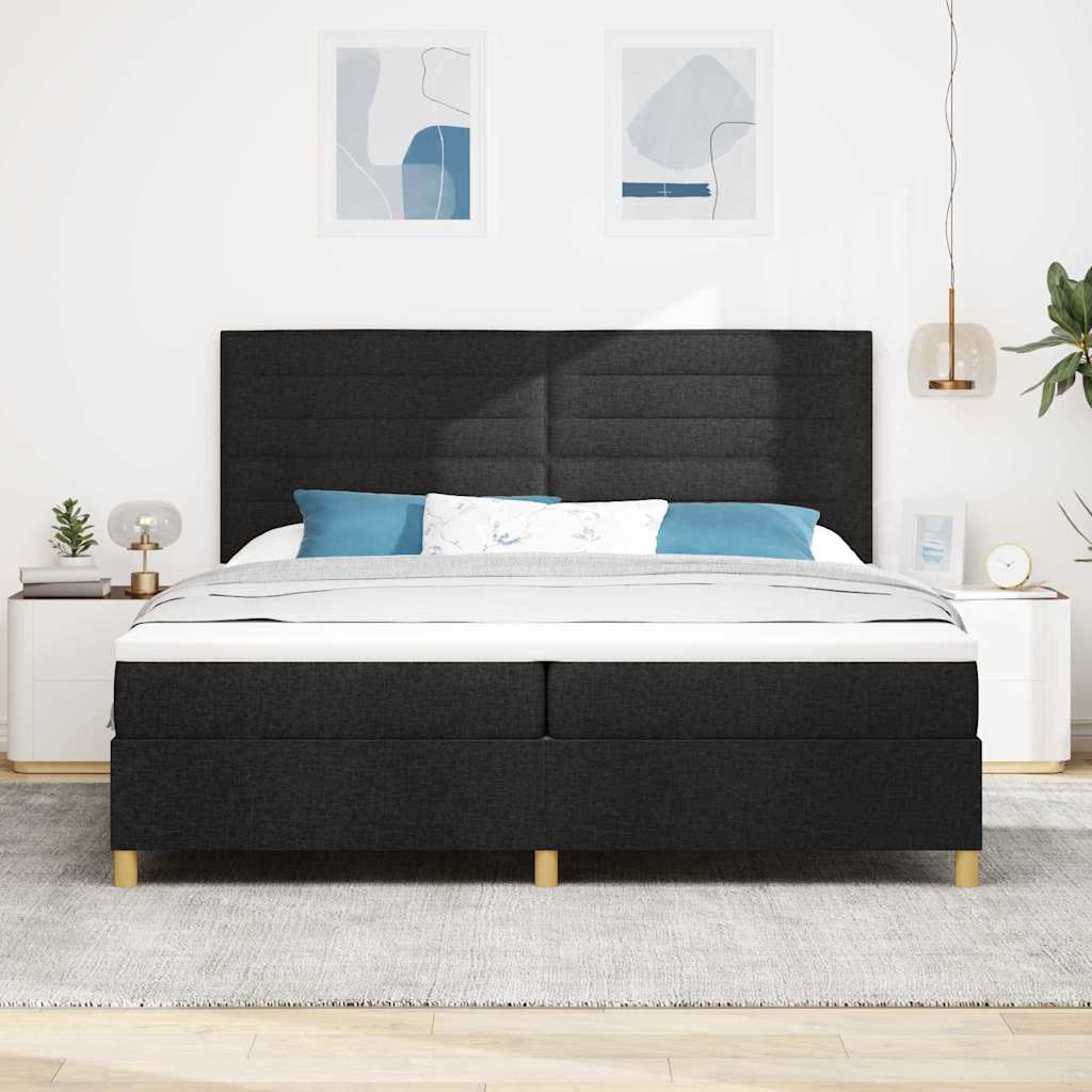 Letto a Sorgente LED con materasso Nero 200 x 200 cm Tessuto | homemem39