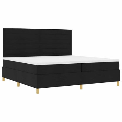 Letto a Sorgente LED con materasso Nero 200 x 200 cm Tessuto | homemem39