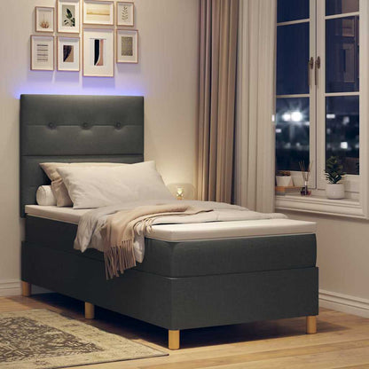 Letto a Sorgente LED Grigio scuro 80 x 200 cm Tessuto | homemem39