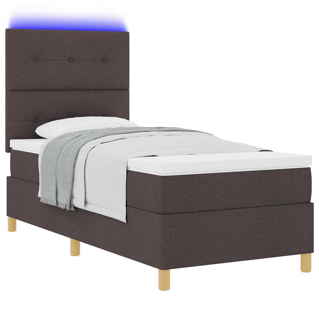 Letto a Sorgente LED Marrone Scuro 80 x 200 cm Tessuto | homemem39