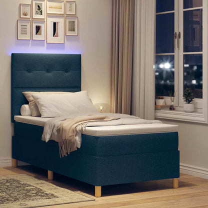 Letto a Sorgente LED con testiera Blu 80 x 200 cm Tessuto | homemem39
