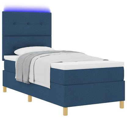 Letto a Sorgente LED con testiera Blu 80 x 200 cm Tessuto | homemem39