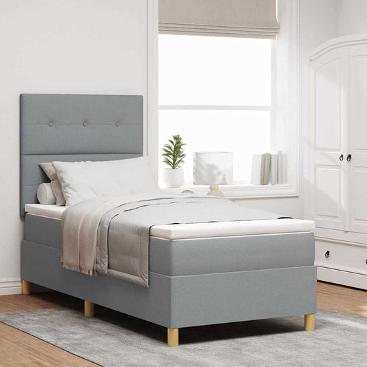Letto a Sorgente LED Grigio chiaro 90 x 190 cm Tessuto | homemem39
