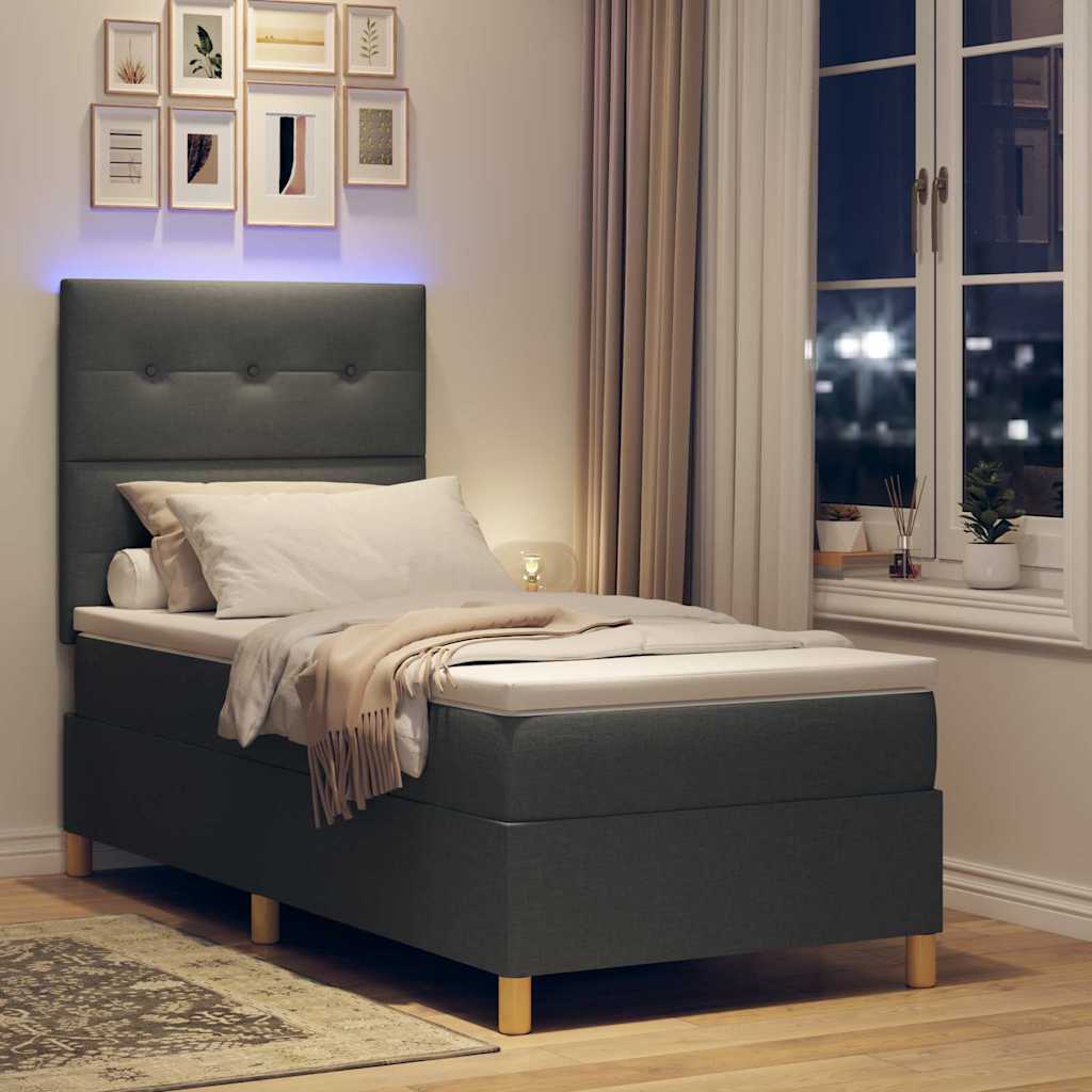 Letto a Sorgente LED Grigio scuro 90 x 190 cm Tessuto | homemem39