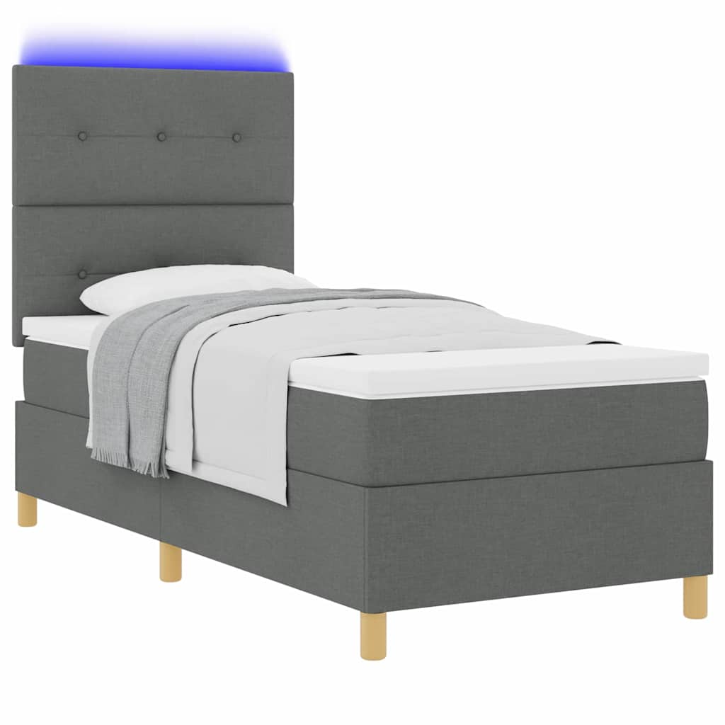 Letto a Sorgente LED Grigio scuro 90 x 190 cm Tessuto | homemem39