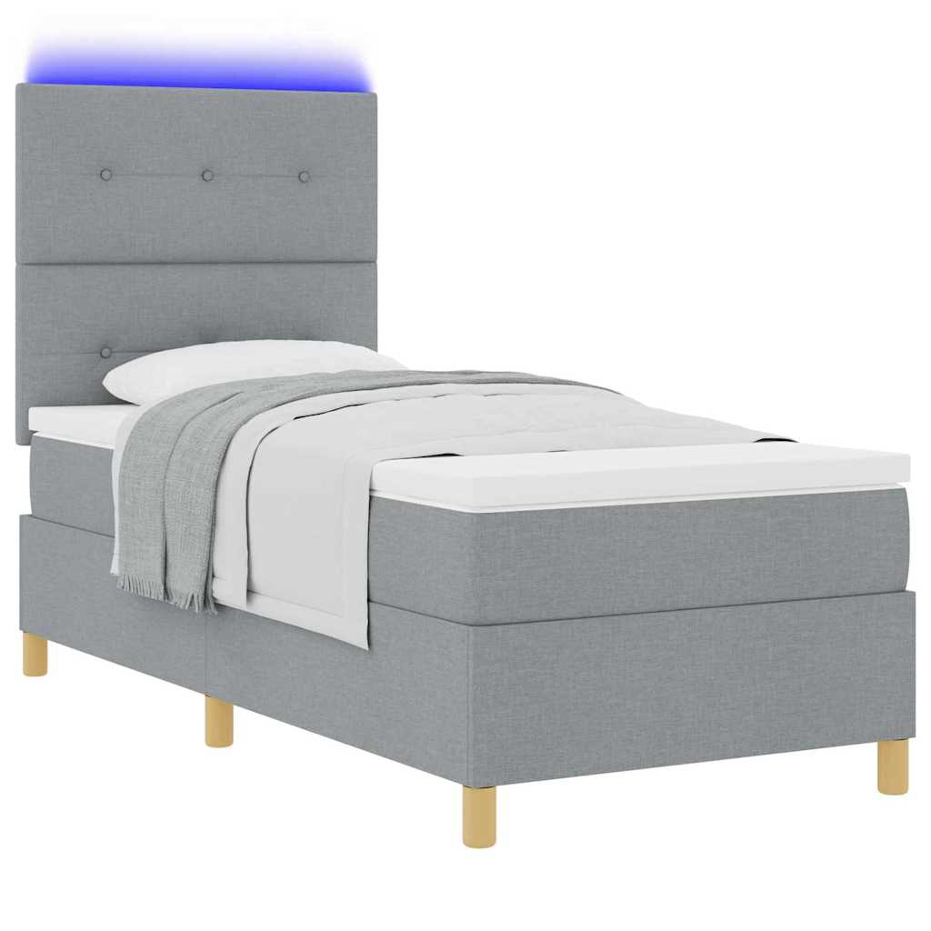 Letto a Sorgente LED Grigio chiaro 90 x 200 cm Tessuto | homemem39