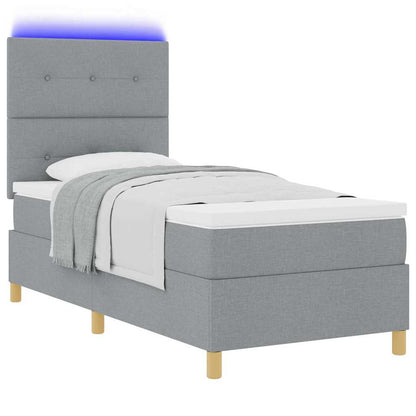 Letto a Sorgente LED Grigio chiaro 90 x 200 cm Tessuto | homemem39