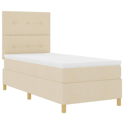 Letto a Sorgente LED con testiera Crema 90 x 200 cm Tessuto | homemem39