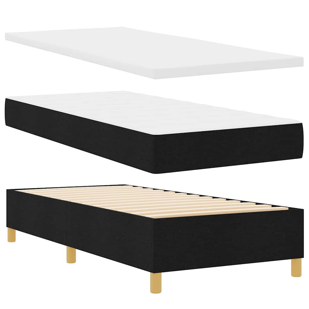 Letto a Sorgente LED con materasso Nero 100 x 200 cm Tessuto