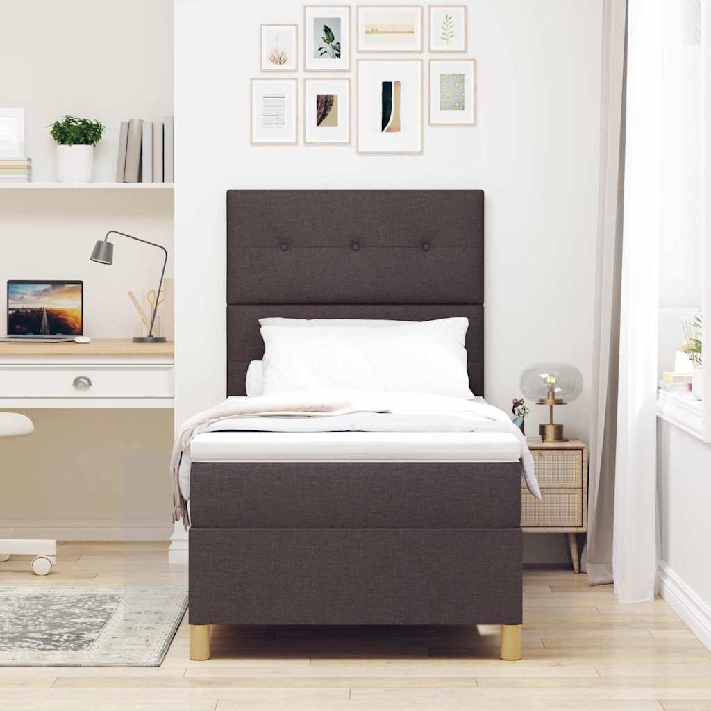 Letto a Sorgente LED Marrone Scuro 100 x 200 cm Tessuto | homemem39