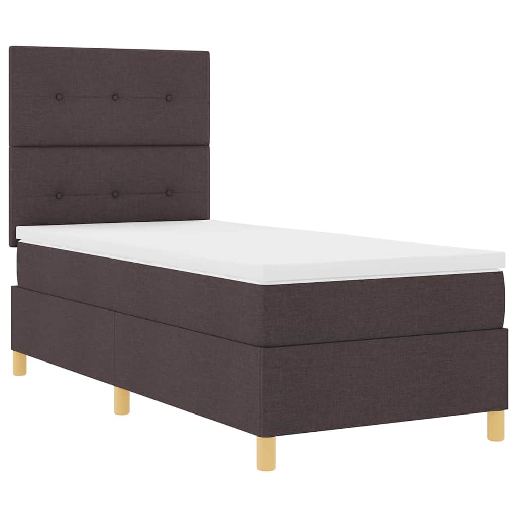 Letto a Sorgente LED Marrone Scuro 100 x 200 cm Tessuto | homemem39