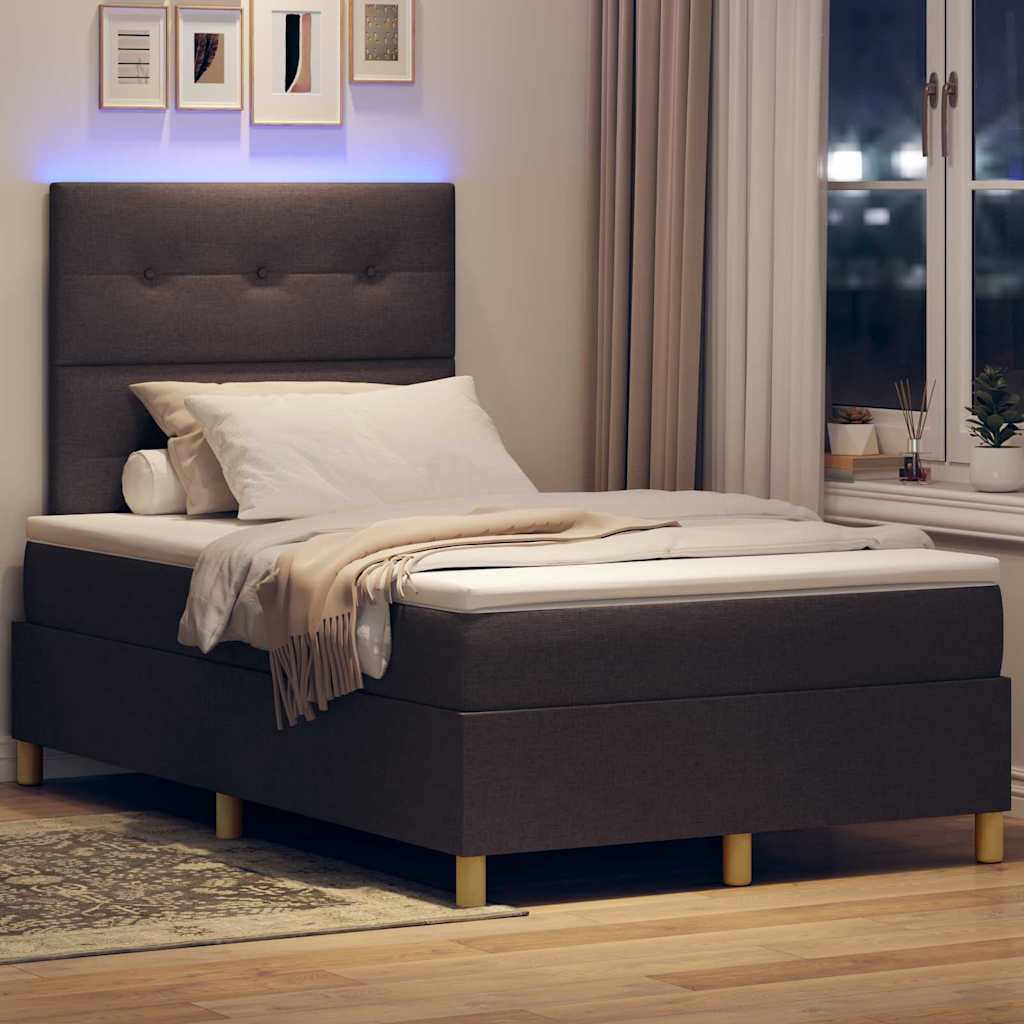 Letto a Sorgente LED Marrone Scuro 120 x 190 cm Tessuto | homemem39