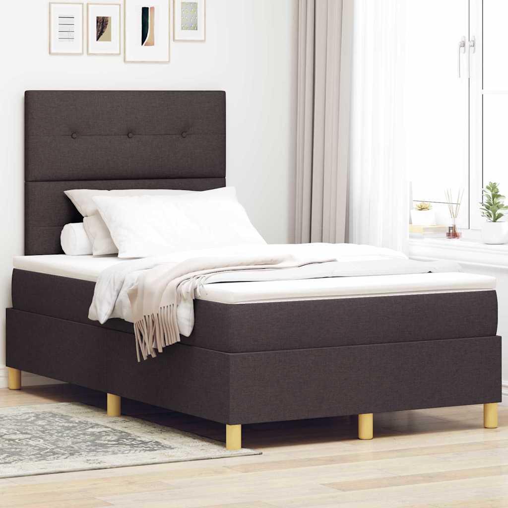 Letto a Sorgente LED Marrone Scuro 120 x 190 cm Tessuto