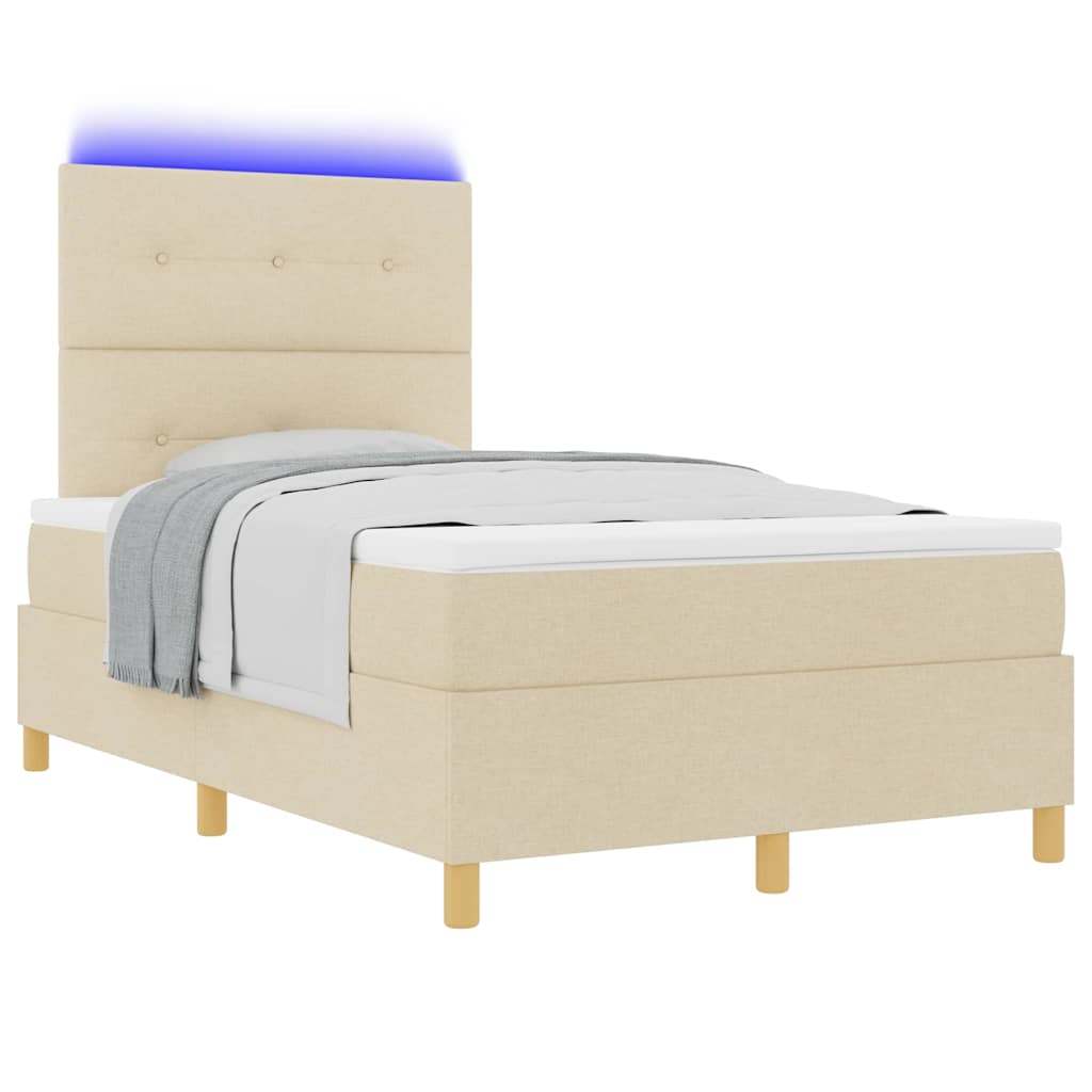 Letto a Sorgente LED con testiera Crema 120 x 190 cm Tessuto | homemem39