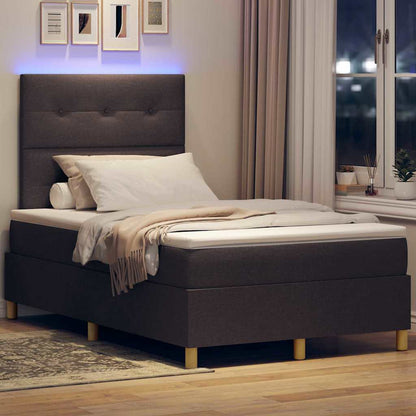 Letto a Sorgente LED Marrone Scuro 120 x 200 cm Tessuto