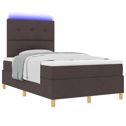 Letto a Sorgente LED Marrone Scuro 120 x 200 cm Tessuto