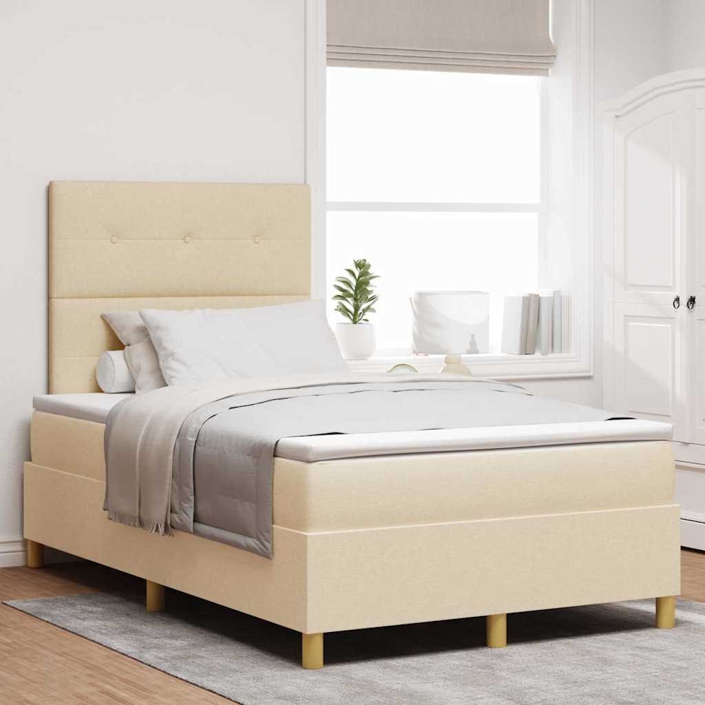 Letto a Sorgente LED con testiera Crema 120 x 200 cm Tessuto | homemem39