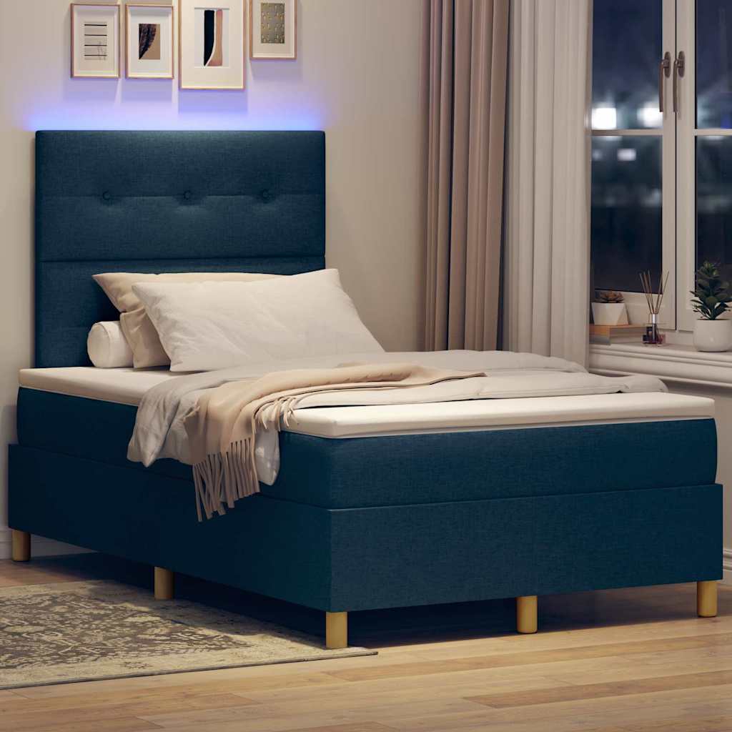 Letto a Sorgente LED con testiera Blu 120 x 200 cm Tessuto | homemem39
