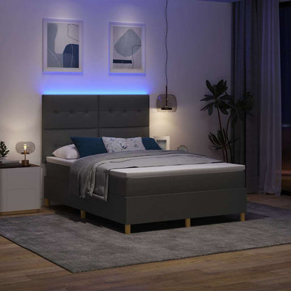 Letto a Sorgente LED Grigio scuro 140 x 190 cm Tessuto | homemem39