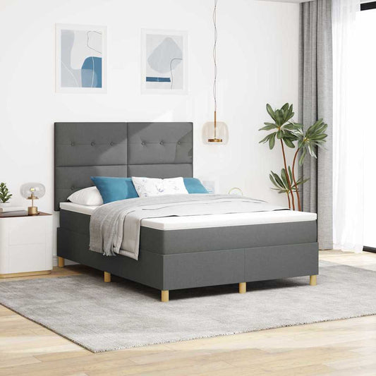 Letto a Sorgente LED Grigio scuro 140 x 190 cm Tessuto | homemem39