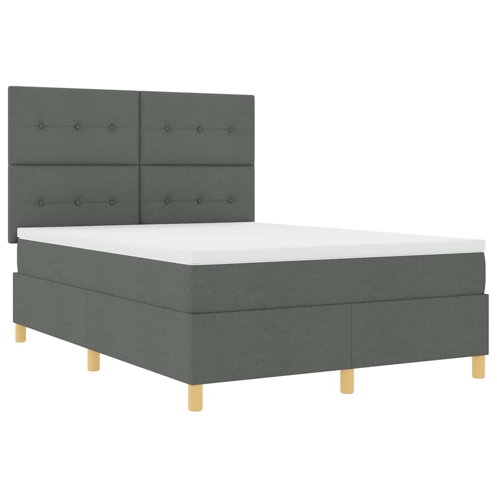 Letto a Sorgente LED Grigio scuro 140 x 190 cm Tessuto | homemem39