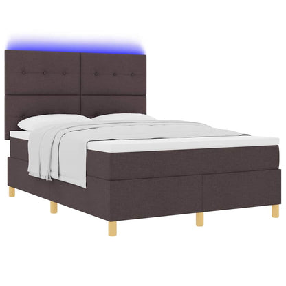 Letto a Sorgente LED Marrone Scuro 140 x 190 cm Tessuto | homemem39