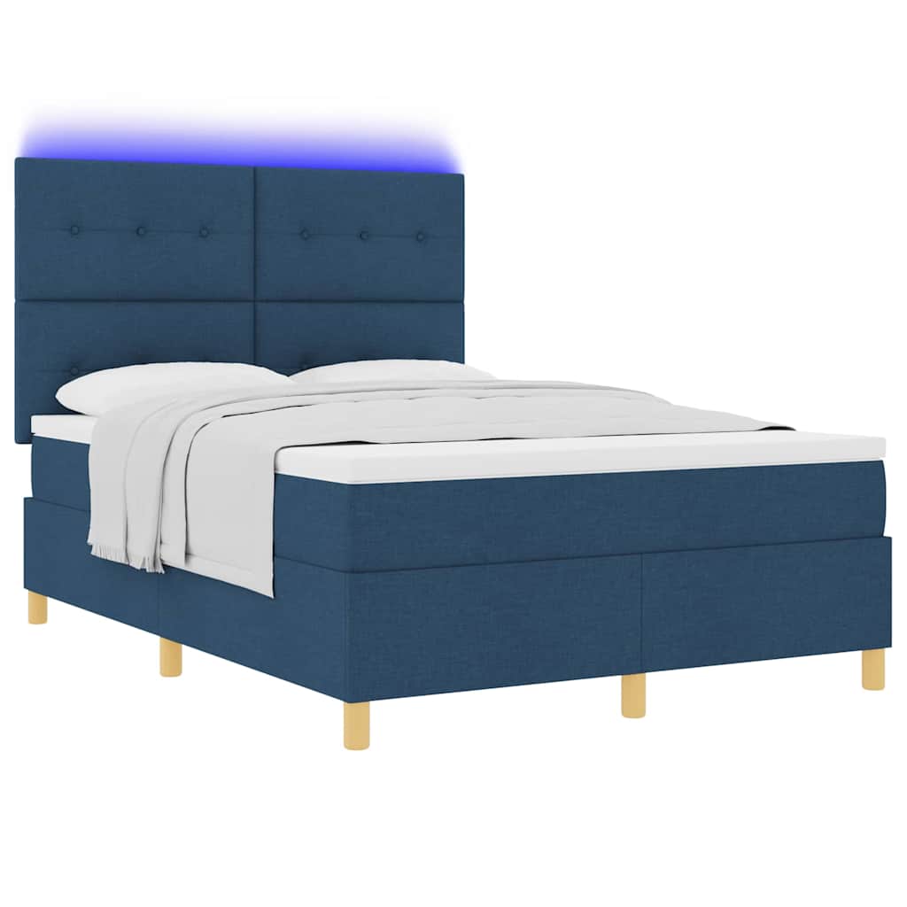 Letto a Sorgente LED con testiera Blu 140 x 200 cm Tessuto | homemem39
