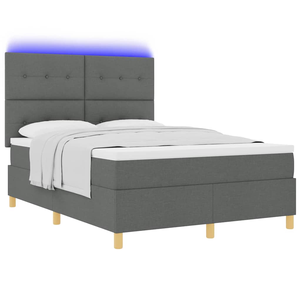 Letto a Sorgente LED Grigio scuro 160 x 200 cm Tessuto | homemem39