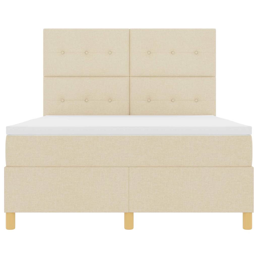 Letto a Sorgente LED con testiera Crema 160 x 200 cm Tessuto | homemem39
