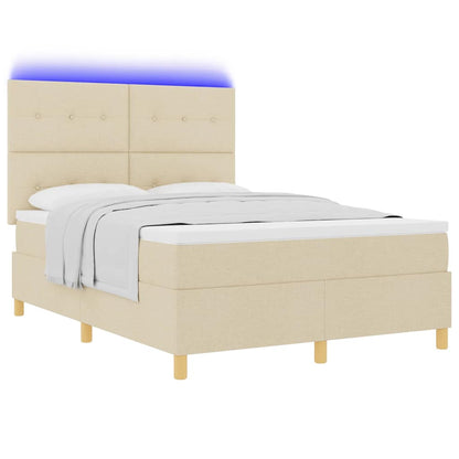 Letto a Sorgente LED con testiera Crema 160 x 200 cm Tessuto | homemem39