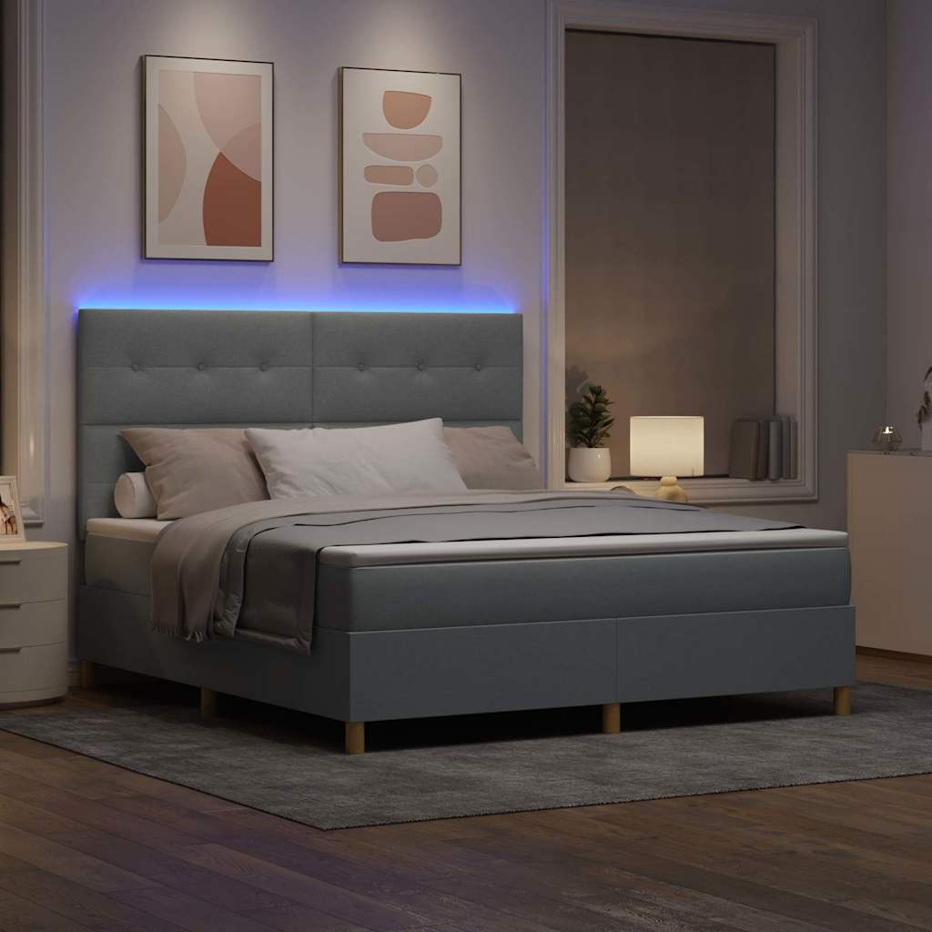 Letto a Sorgente LED Grigio chiaro 180 x 200 cm Tessuto | homemem39