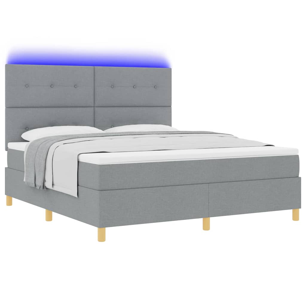 Letto a Sorgente LED Grigio chiaro 180 x 200 cm Tessuto | homemem39