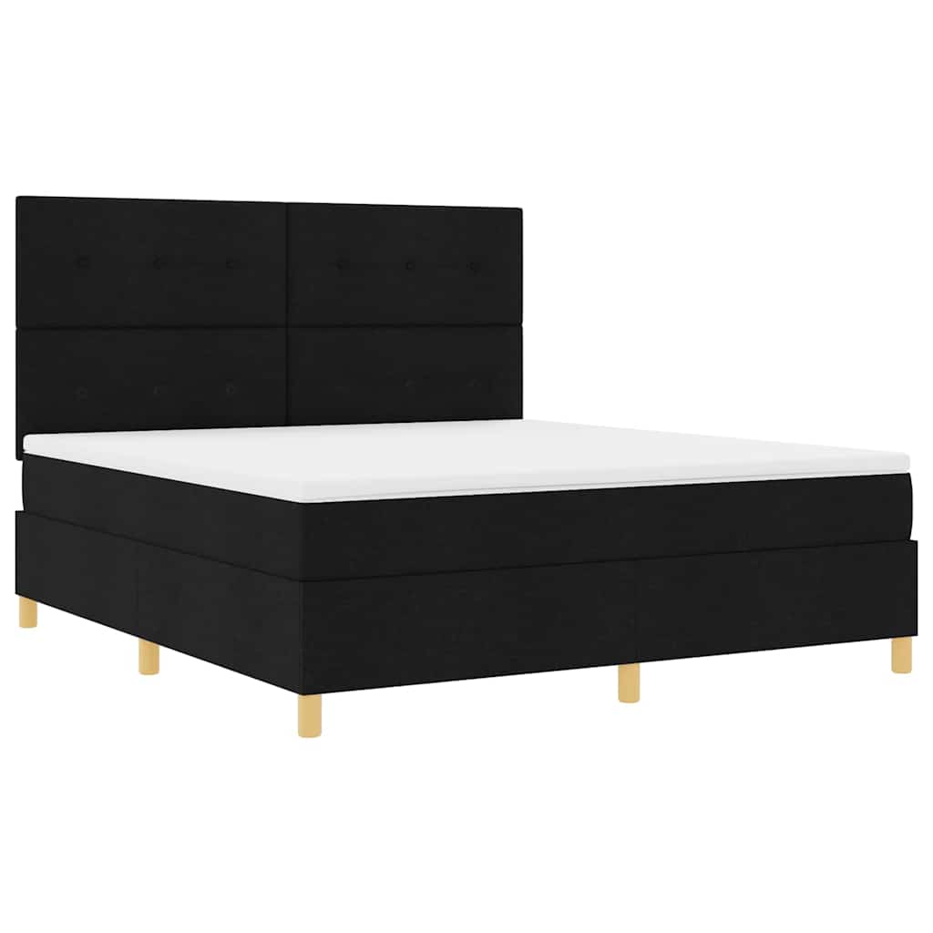 Letto a Sorgente LED con materasso Nero 180 x 200 cm Tessuto