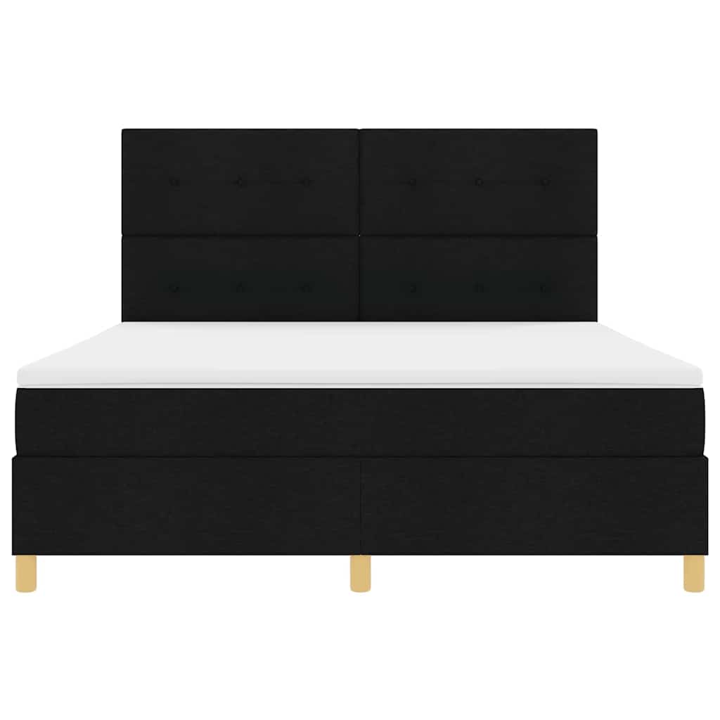 Letto a Sorgente LED con materasso Nero 180 x 200 cm Tessuto