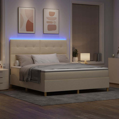 Letto a Sorgente LED con testiera Crema 180 x 200 cm Tessuto | homemem39