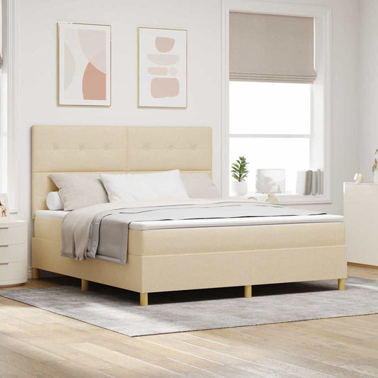 Letto a Sorgente LED con testiera Crema 180 x 200 cm Tessuto | homemem39