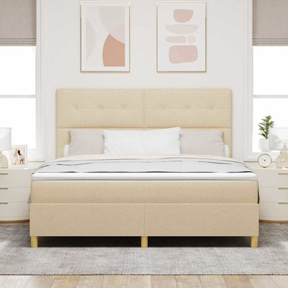 Letto a Sorgente LED con testiera Crema 180 x 200 cm Tessuto | homemem39