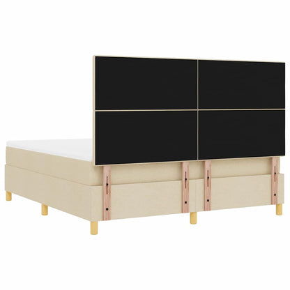Letto a Sorgente LED con testiera Crema 180 x 200 cm Tessuto | homemem39