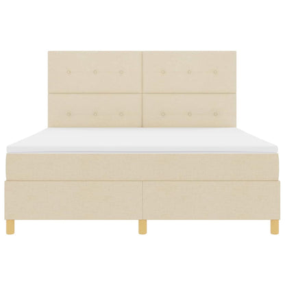 Letto a Sorgente LED con testiera Crema 180 x 200 cm Tessuto | homemem39