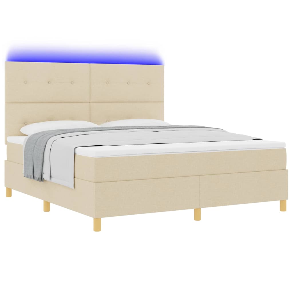 Letto a Sorgente LED con testiera Crema 180 x 200 cm Tessuto | homemem39