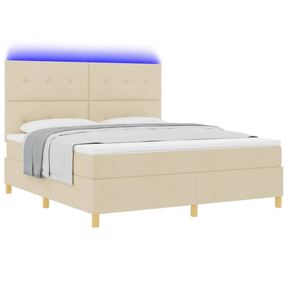Letto a Sorgente LED con testiera Crema 180 x 200 cm Tessuto | homemem39