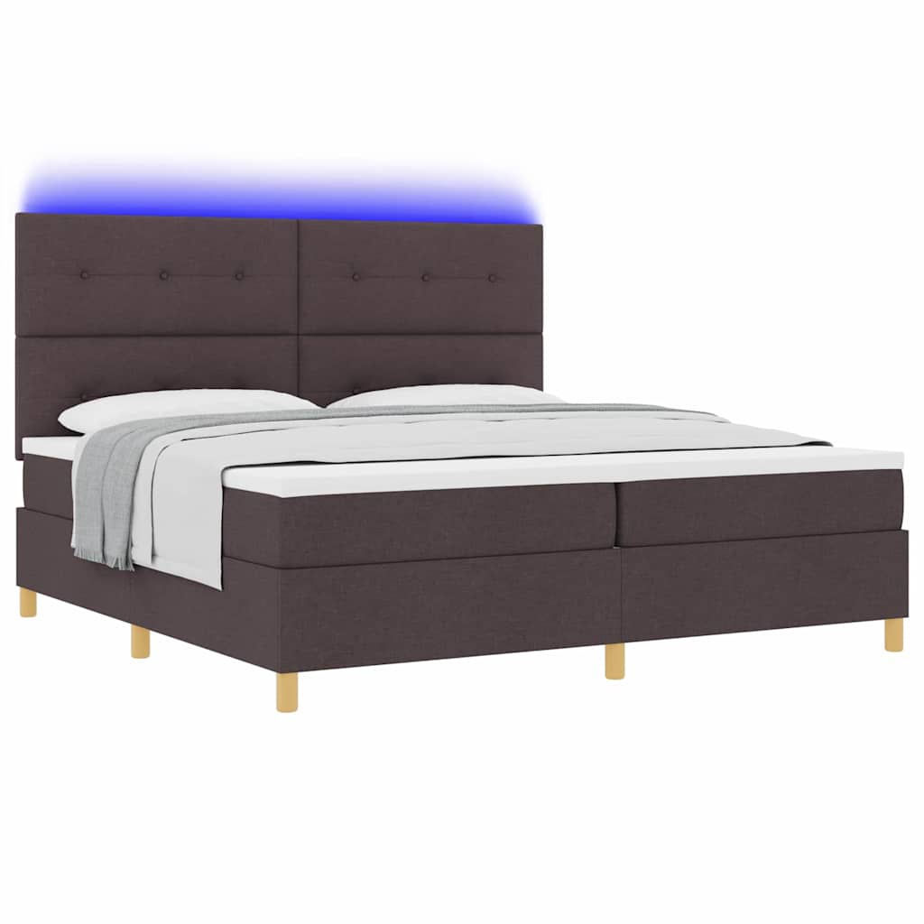 Letto a Sorgente LED Marrone Scuro 200 x 200 cm Tessuto | homemem39