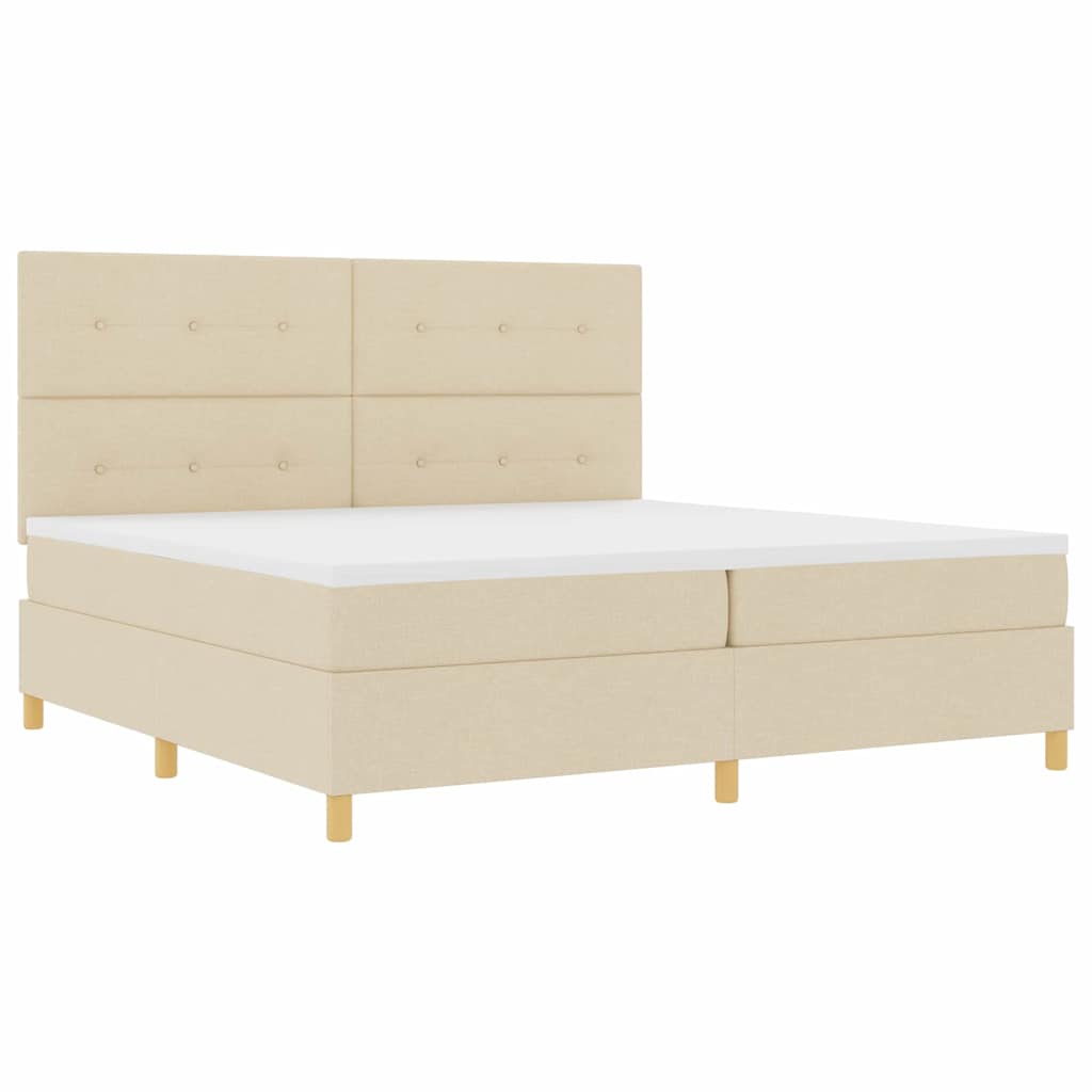 Letto a Sorgente LED con testiera Crema 200 x 200 cm Tessuto | homemem39