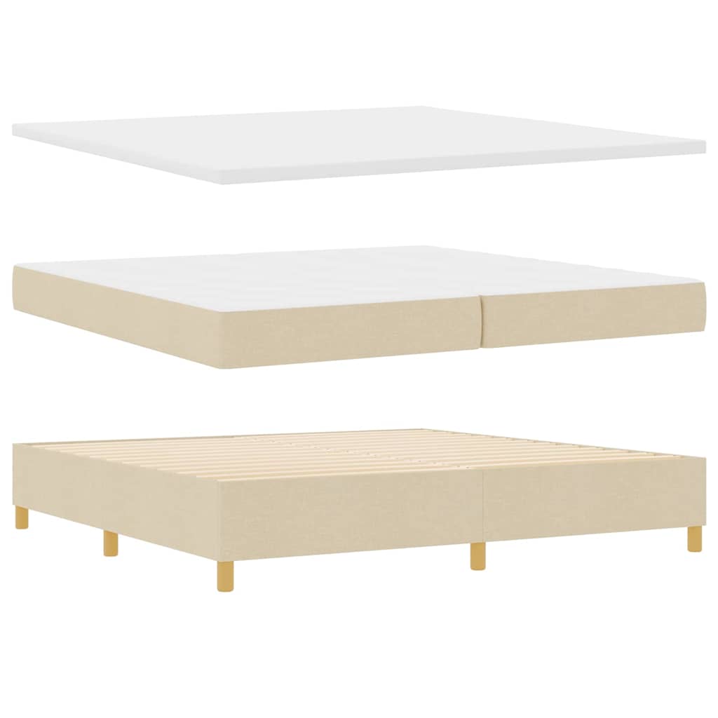 Letto a Sorgente LED con testiera Crema 200 x 200 cm Tessuto | homemem39