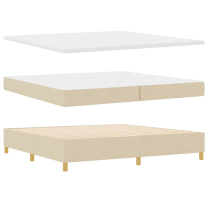 Letto a Sorgente LED con testiera Crema 200 x 200 cm Tessuto | homemem39