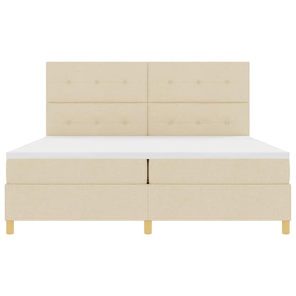 Letto a Sorgente LED con testiera Crema 200 x 200 cm Tessuto | homemem39