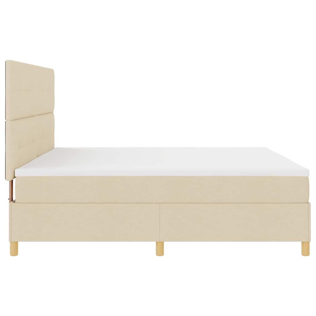 Letto a Sorgente LED con testiera Crema 200 x 200 cm Tessuto | homemem39