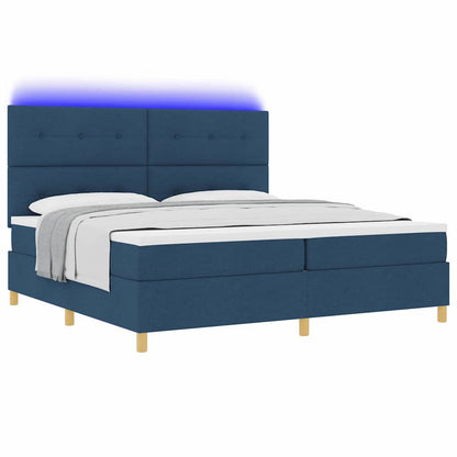 Letto a Sorgente LED con testiera Blu 200 x 200 cm Tessuto | homemem39