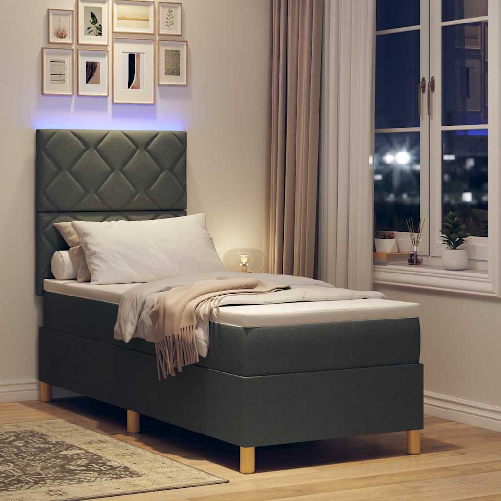 Letto a Sorgente LED Grigio scuro 80 x 200 cm Tessuto | homemem39