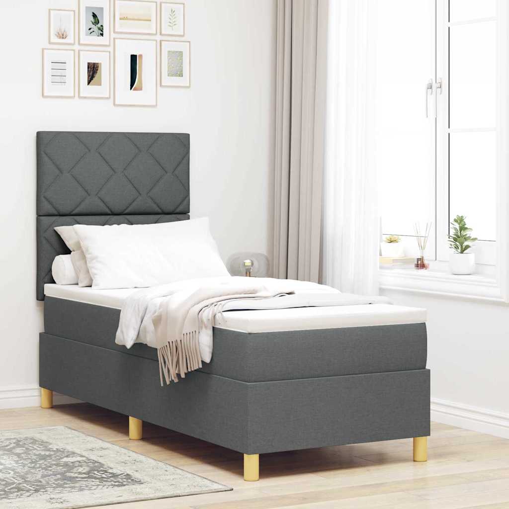 Letto a Sorgente LED Grigio scuro 80 x 200 cm Tessuto | homemem39